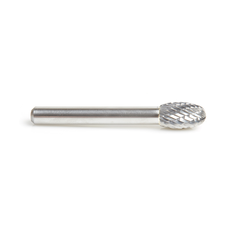 Amana BURS-174 Solid Carbide Oval Shape 3/8 Dia x 5/8 x 1/4 Shank Double Cut SE Burr Bit for Die-Grinders