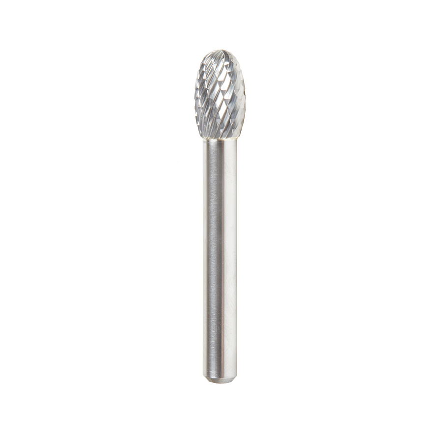 Amana BURS-174 Solid Carbide Oval Shape 3/8 Dia x 5/8 x 1/4 Shank Double Cut SE Burr Bit for Die-Grinders