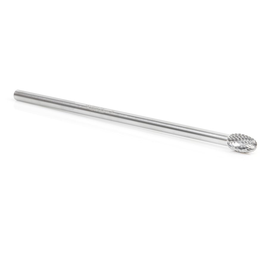 Amana BURS-176 Solid Carbide Oval Shape 3/8 Dia x 5/8 x 1/4 Shank Double Cut SE Burr Bit for Die-Grinders