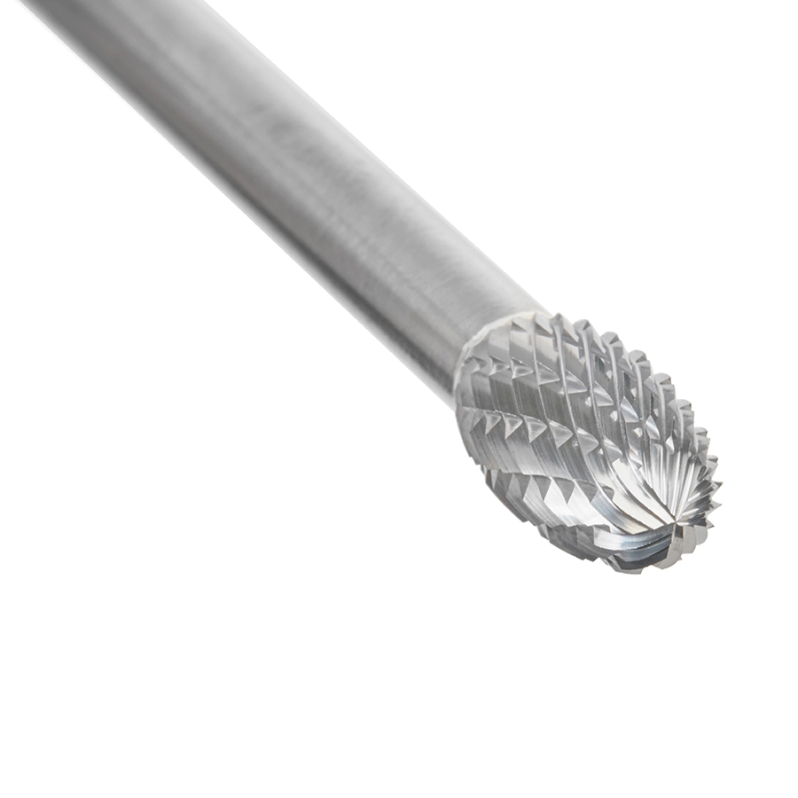 Amana BURS-176 Solid Carbide Oval Shape 3/8 Dia x 5/8 x 1/4 Shank Double Cut SE Burr Bit for Die-Grinders