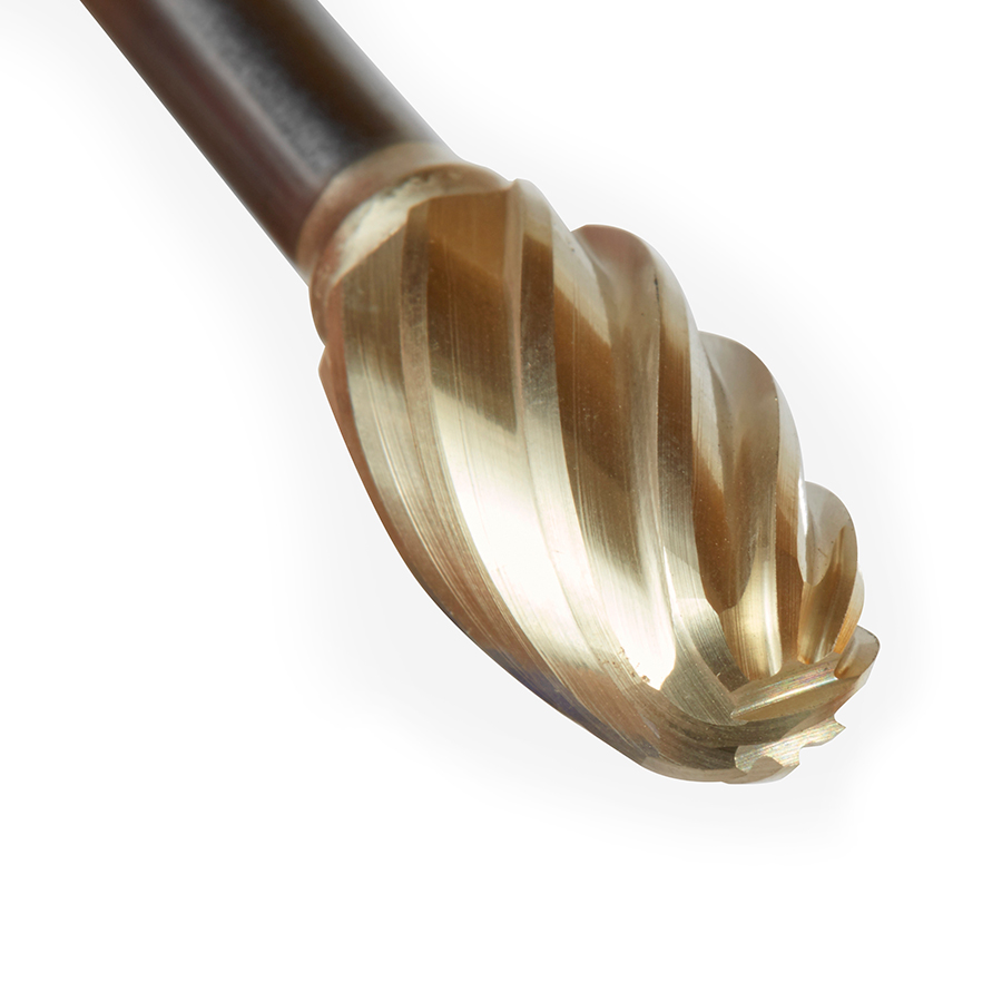 Amana BURS-178NF Solid Carbide Oval Shape 1/2 Dia x 7/8 x 1/4 Shank Non-Ferrous ZrN Coated SE Burr Bit for Die-Grinders