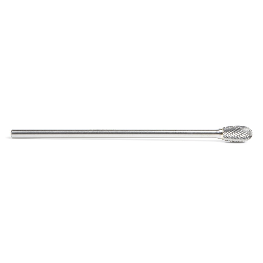 Amana BURS-180 Solid Carbide Oval Shape 1/2 Dia x 7/8 x 1/4 Shank Double Cut SE Burr Bit for Die-Grinders