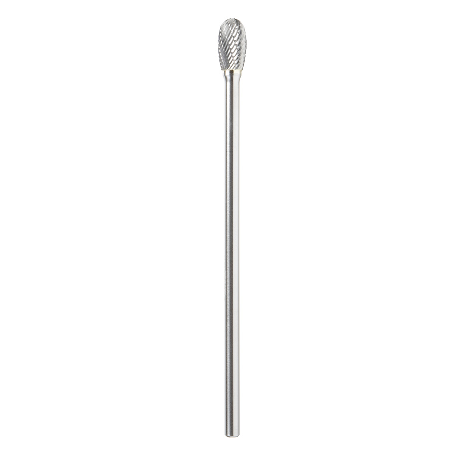 Amana BURS-180 Solid Carbide Oval Shape 1/2 Dia x 7/8 x 1/4 Shank Double Cut SE Burr Bit for Die-Grinders