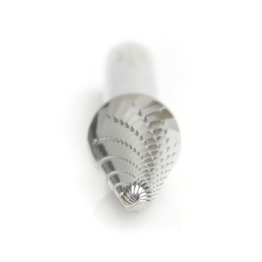 Amana BURS-214 Solid Carbide Radius Cone Shape 3/8 Dia x 1-1/16 x 1/4 Shank Double Cut SL Burr Bit for Die-Grinders