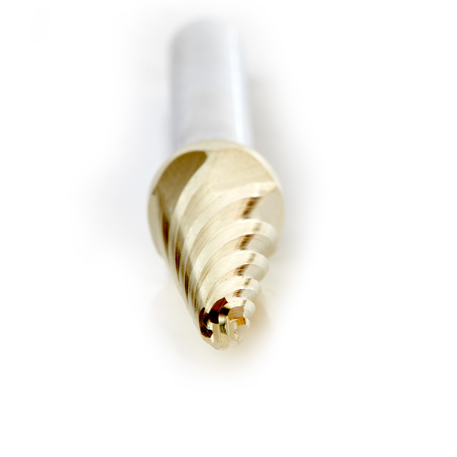 Amana BURS-214NF Solid Carbide Radius Cone Shape 3/8 Dia x 1-1/16 x 1/4 Shank Non-Ferrous ZrN Coated SL Burr Bit for Die-Grinders