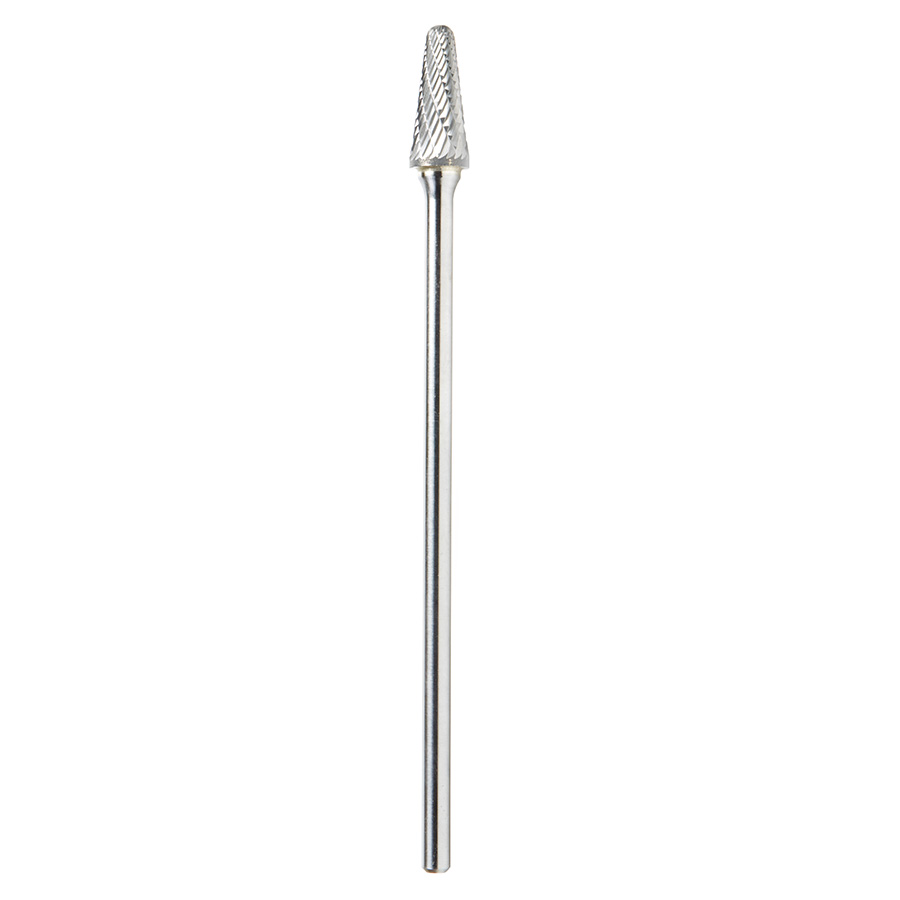 Amana BURS-219 Solid Carbide Radius Cone Shape 1/2 Dia x 1-1/8 x 1/4 Shank Double Cut SL Burr Bit for Die-Grinders