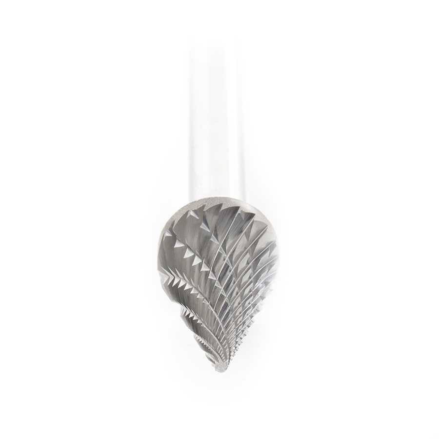 Amana BURS-228 Solid Carbide Pointed Cone Shape 1/2 Dia x 7/8 x 1/4 Shank Double Cut SM Burr Bit for Die-Grinders