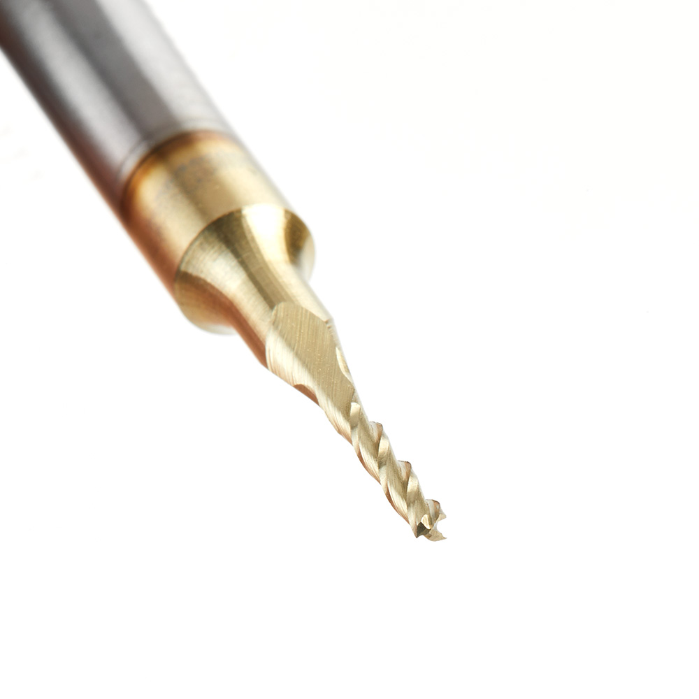 Amana HSS1310 CNC 2D and 3D Carving Flat Bottom 0.10 Deg Angle x 1/16 Dia x 5/16 x 1/4 Shank x 2 Inch Long x 3 Flute High Speed Steel (HSS) ZrN Coated Router Bit