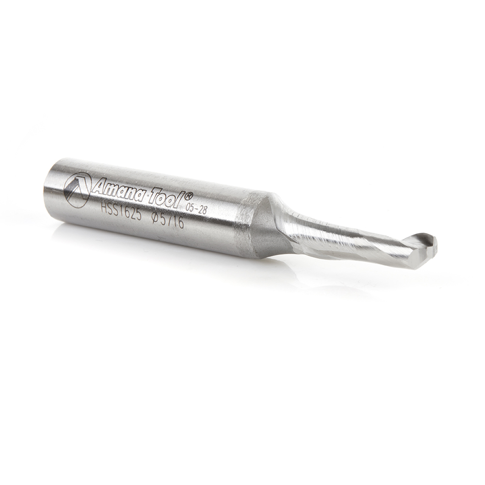 Amana HSS1625 High Speed Steel (HSS) Single Flute Spiral Aluminum Cutting 5/16 Dia x 1 x 1/2 Inch Shank Up-Cut Router Bit