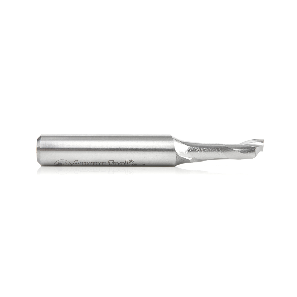 Amana HSS1627 High Speed Steel (HSS) Single Flute Spiral Aluminum Cutting 3/8 Dia x 1 x 1/2 Inch Shank Up-Cut Router Bit
