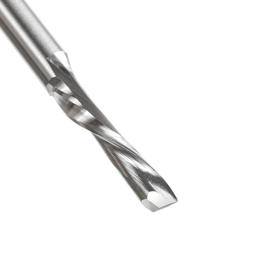 Amana HSS1629 High Speed Steel (HSS) Single Flute Spiral Aluminum Cutting 1/4 Dia x 1 x 1/4 Inch Shank Down-Cut Router Bit