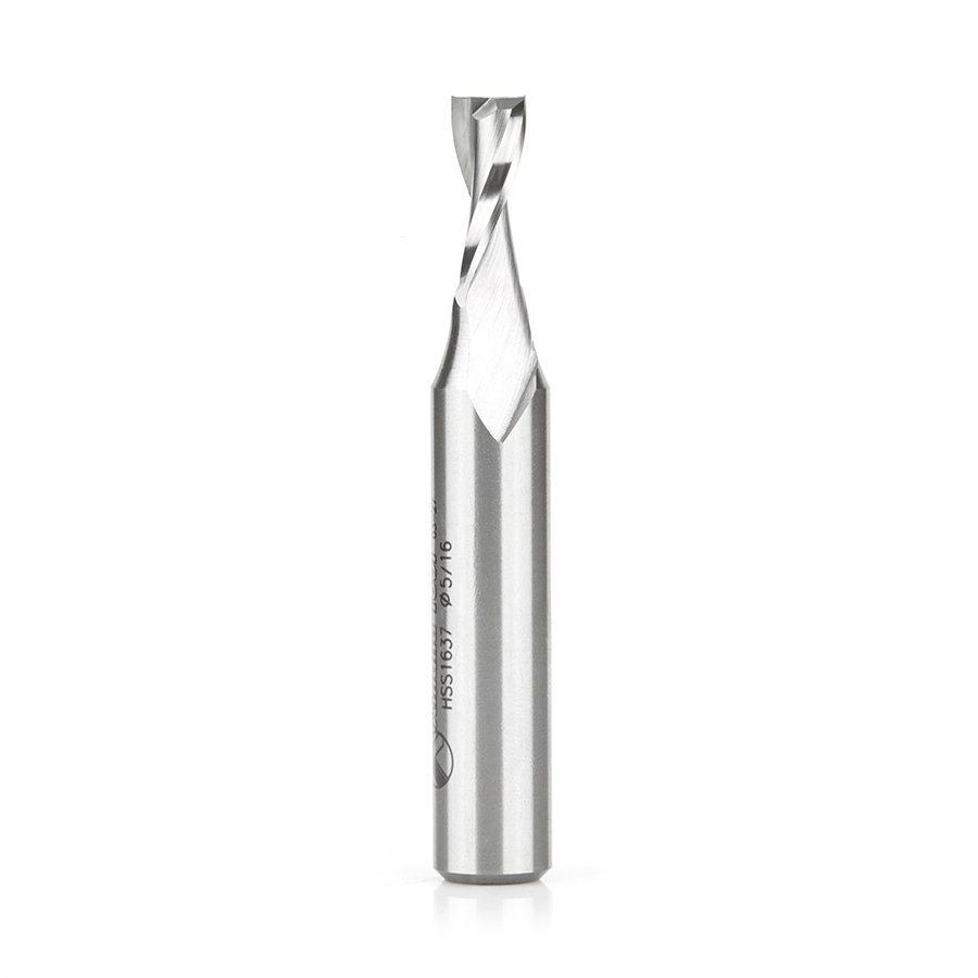 Amana HSS1637 High Speed Steel (HSS) Double Flute Spiral Aluminum Cutting 5/16 Dia x 3/4 x 1/2 Inch Shank Up-Cut Router Bit