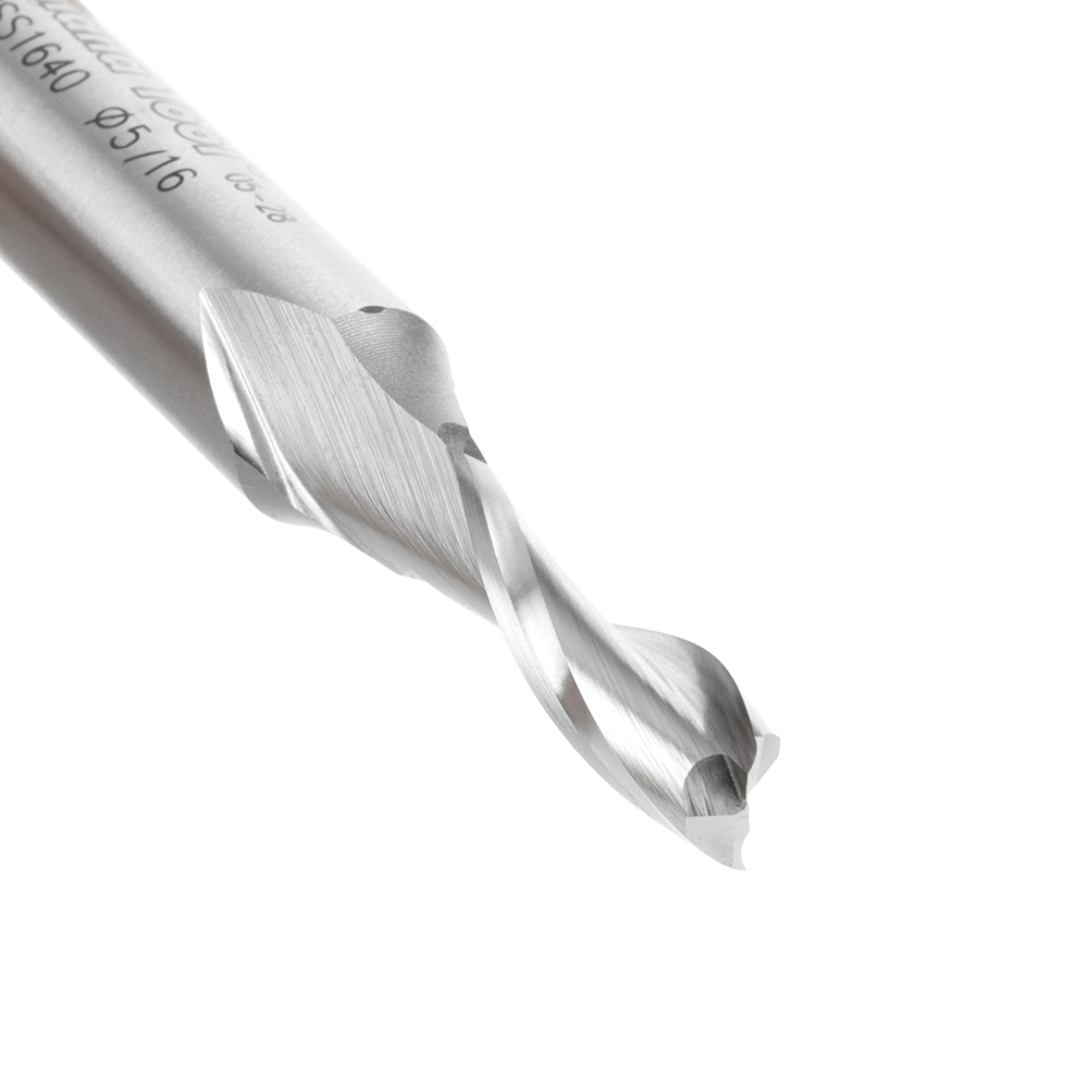 Amana HSS1640 High Speed Steel (HSS) Double Flute Spiral Aluminum Cutting 5/16 Dia x 1 x 1/2 Inch Shank Up-Cut Router Bit