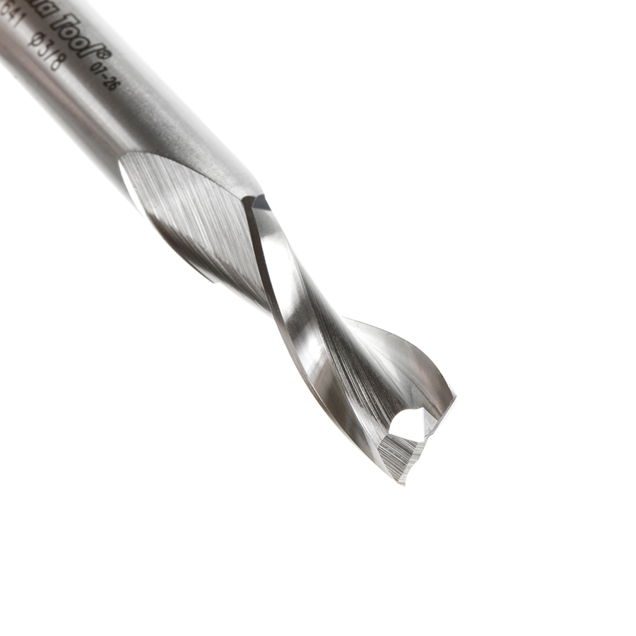 Amana HSS1641 High Speed Steel (HSS) Double Flute Spiral Aluminum Cutting 3/8 Dia x 1 x 3/8 Inch Shank Up-Cut Router Bit