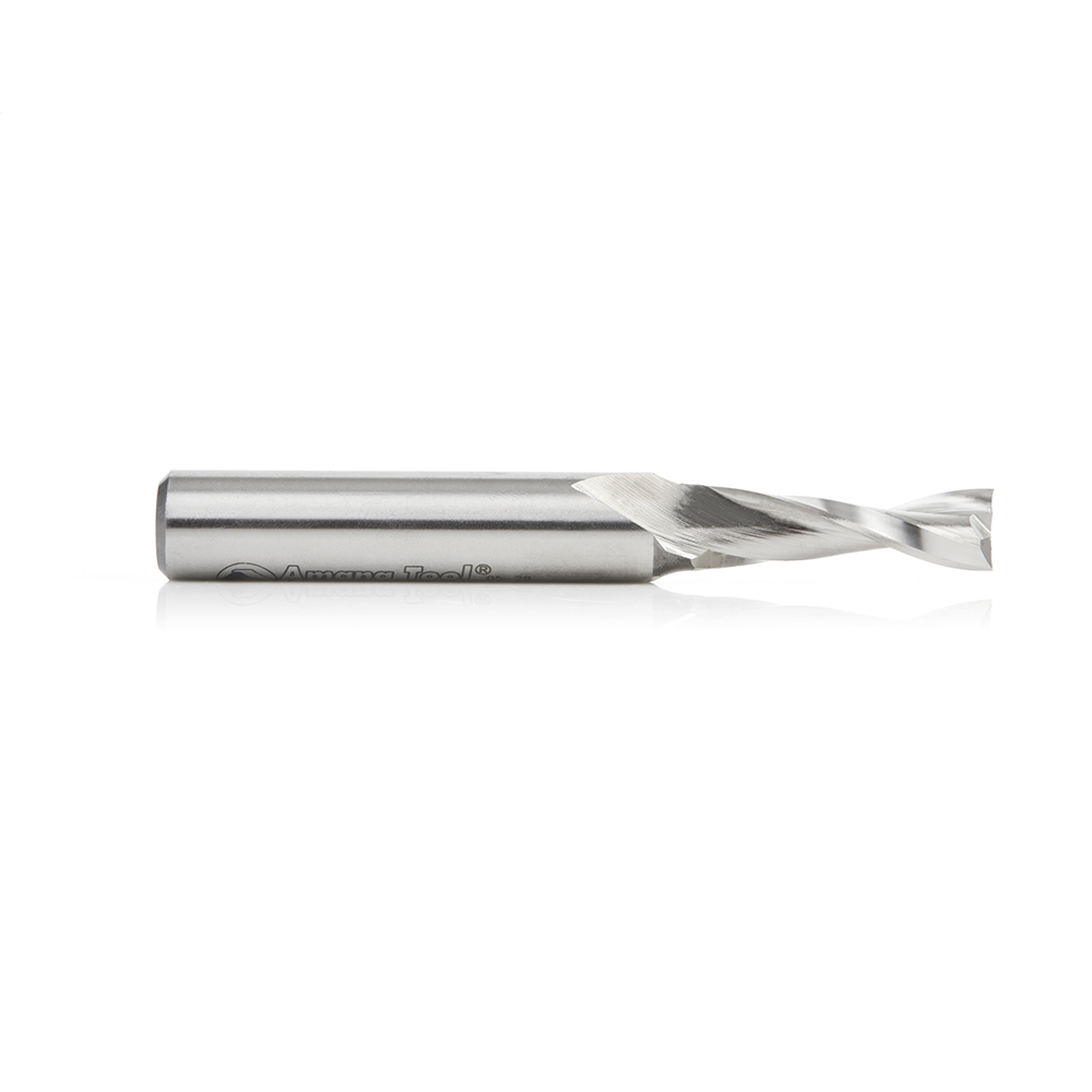 Amana HSS1643 High Speed Steel (HSS) Double Flute Spiral Aluminum Cutting 3/8 Dia x 1-1/4 x 1/2 Inch Shank Up-Cut Router Bit