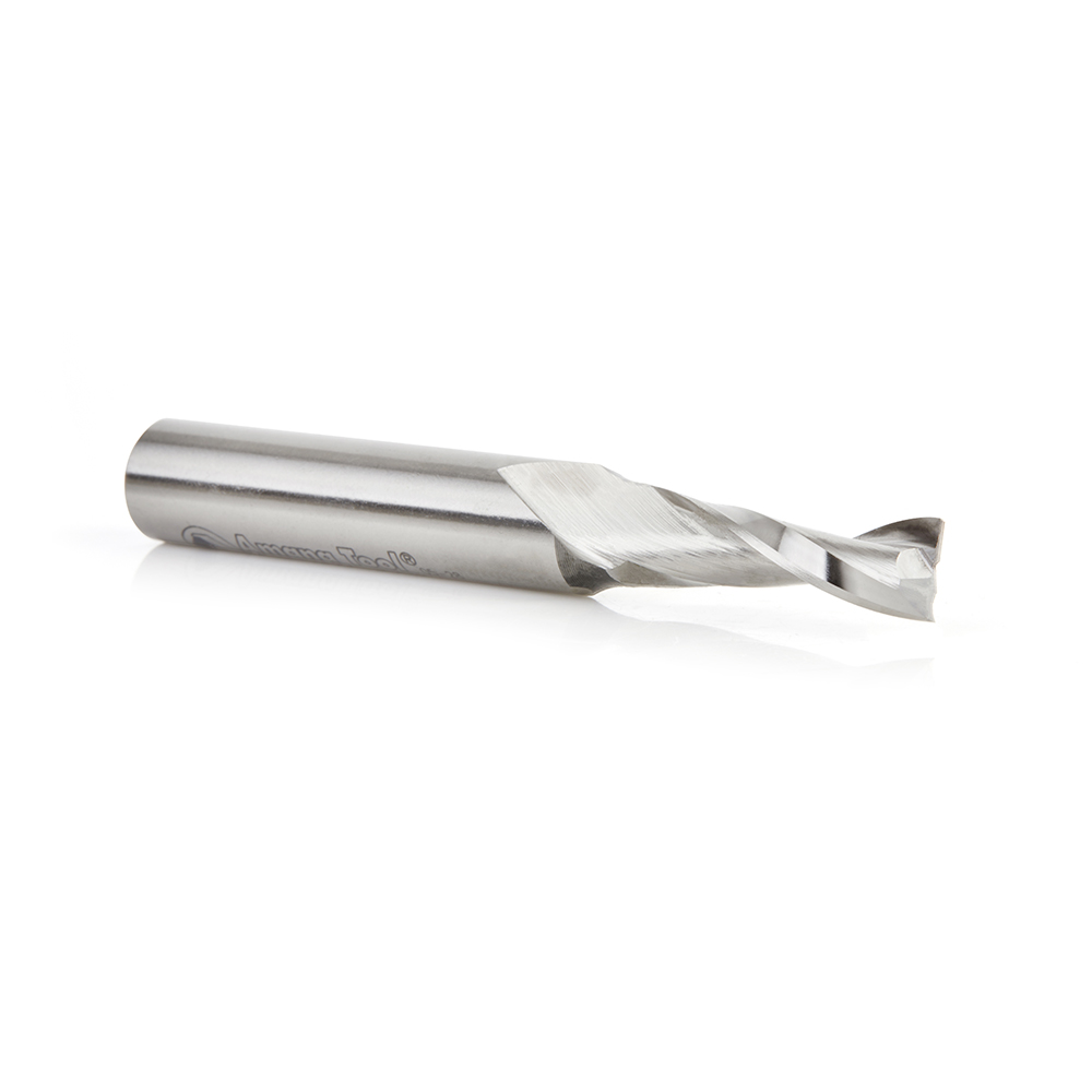 Amana HSS1643 High Speed Steel (HSS) Double Flute Spiral Aluminum Cutting 3/8 Dia x 1-1/4 x 1/2 Inch Shank Up-Cut Router Bit