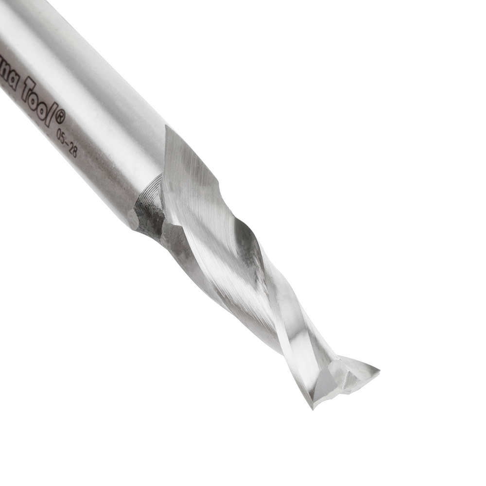 Amana HSS1643 High Speed Steel (HSS) Double Flute Spiral Aluminum Cutting 3/8 Dia x 1-1/4 x 1/2 Inch Shank Up-Cut Router Bit