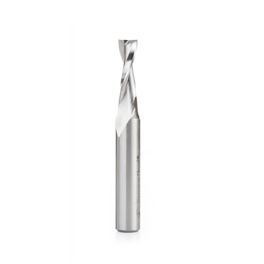 Amana HSS1643 High Speed Steel (HSS) Double Flute Spiral Aluminum Cutting 3/8 Dia x 1-1/4 x 1/2 Inch Shank Up-Cut Router Bit