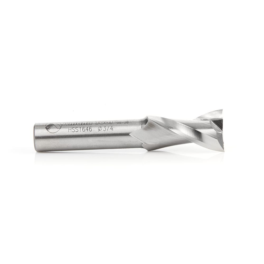 Amana HSS1646 High Speed Steel (HSS) Double Flute Spiral Aluminum Cutting 3/4 Dia x 1-1/4 x 1/2 Inch Shank Up-Cut Router Bit