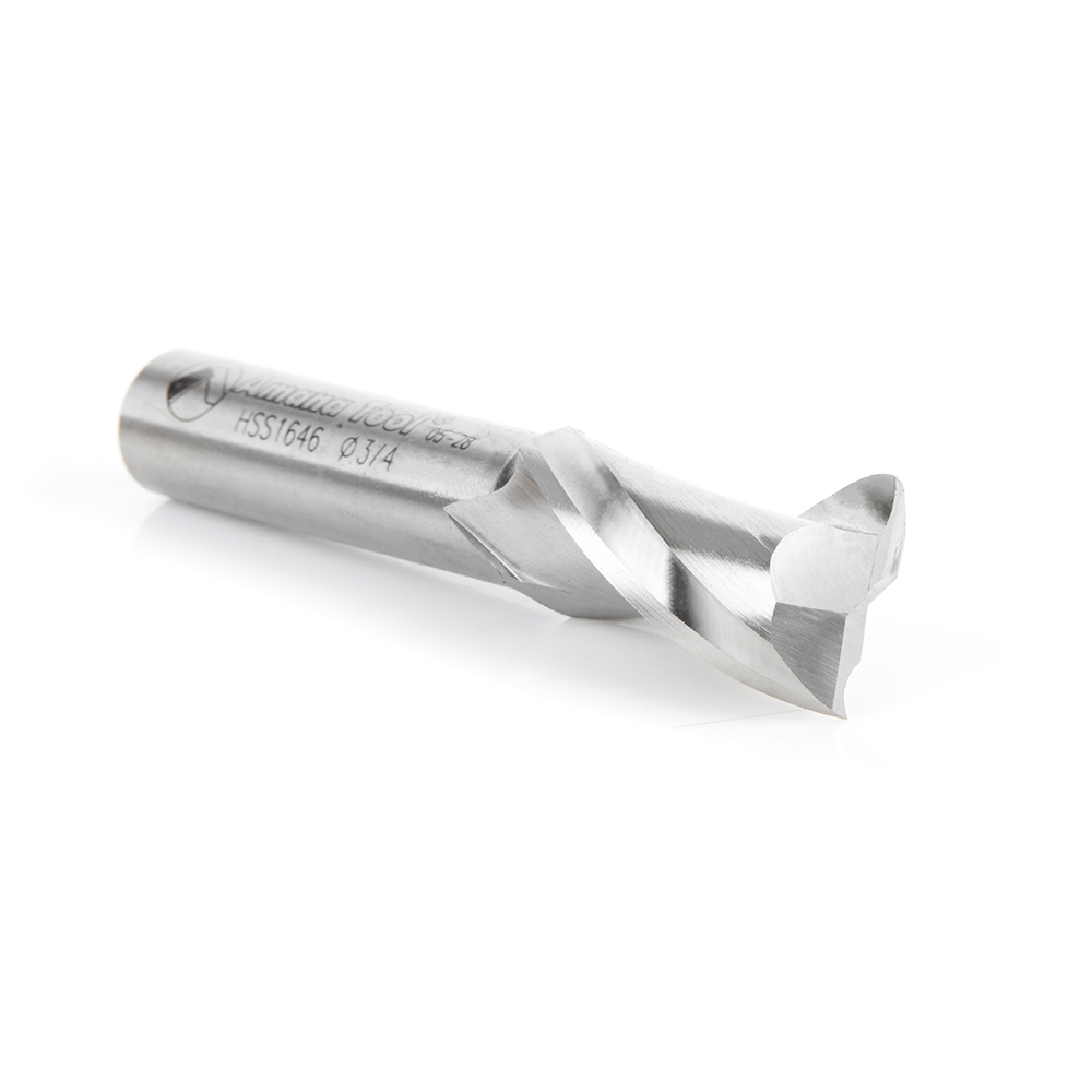 Amana HSS1646 High Speed Steel (HSS) Double Flute Spiral Aluminum Cutting 3/4 Dia x 1-1/4 x 1/2 Inch Shank Up-Cut Router Bit