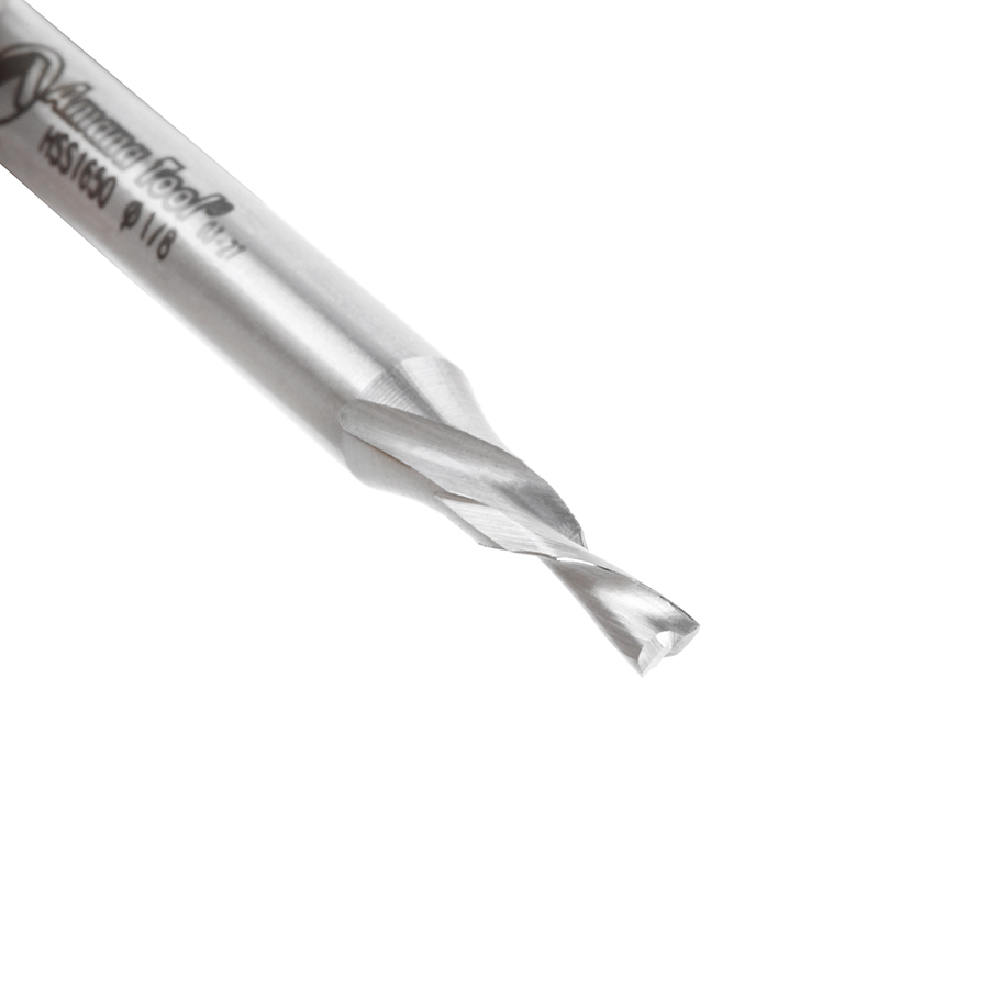 Amana HSS1650 High Speed Steel (HSS) Double Flute Spiral Aluminum Cutting 1/8 Dia x 5/16 x 1/4 Inch Shank Down-Cut Router Bit