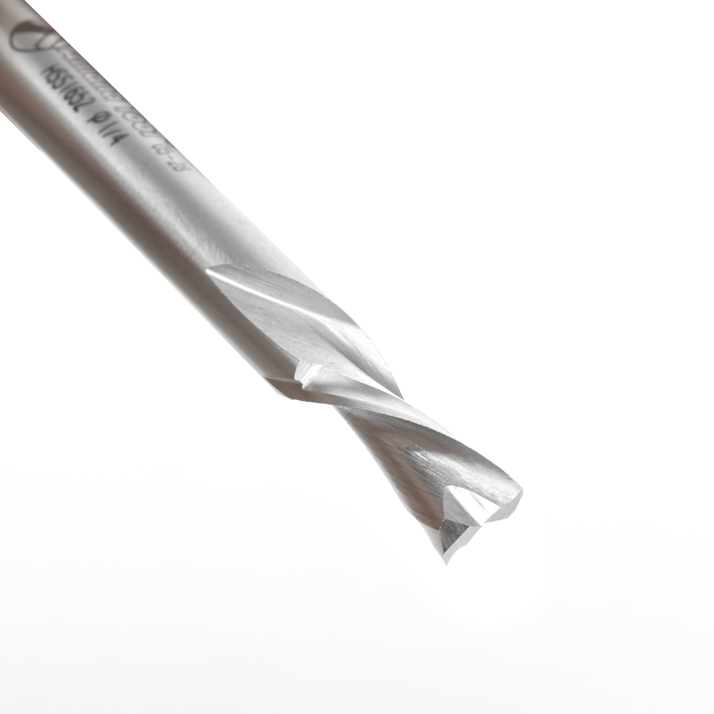 Amana HSS1652 High Speed Steel (HSS) Double Flute Spiral Aluminum Cutting 1/4 Dia x 5/8 x 1/4 Inch Shank Down-Cut Router Bit