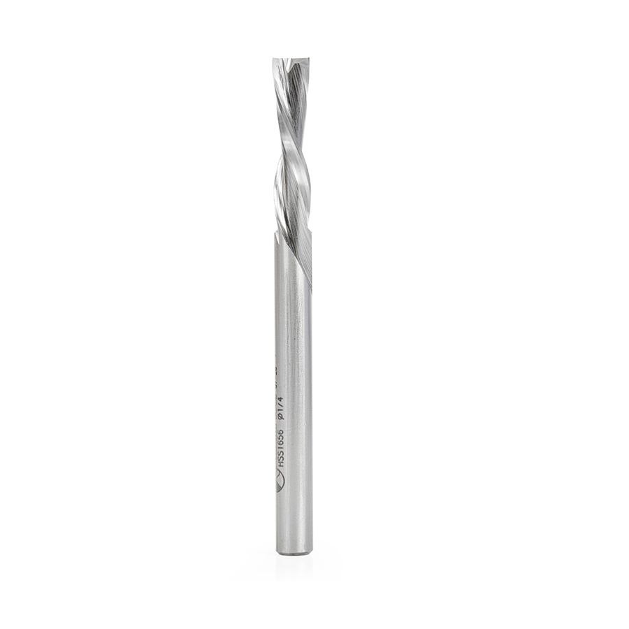 Amana HSS1656 High Speed Steel (HSS) Double Flute Spiral Aluminum Cutting 1/4 Dia x 1 x 1/4 Inch Shank Down-Cut Router Bit