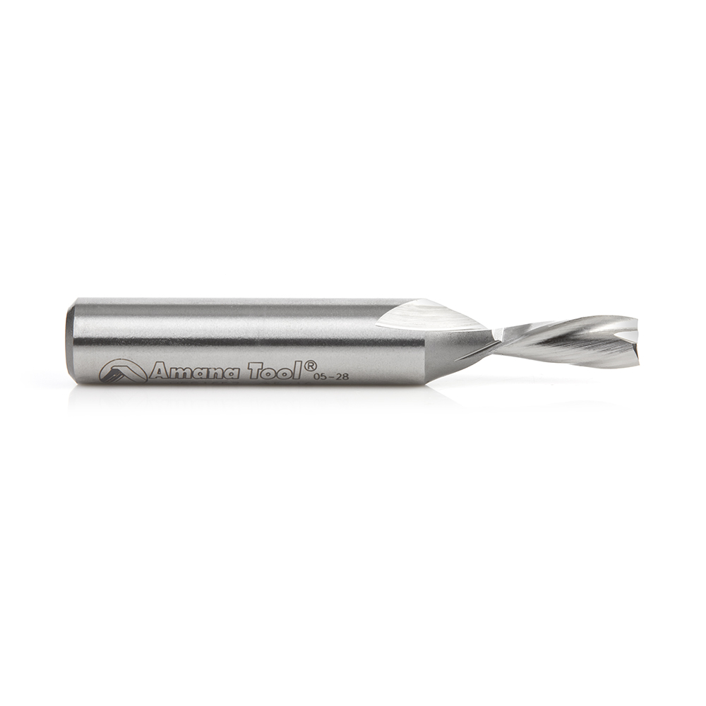 Amana HSS1657 High Speed Steel (HSS) Double Flute Spiral Aluminum Cutting 5/16 Dia x 3/4 x 1/2 Inch Shank Down-Cut Router Bit