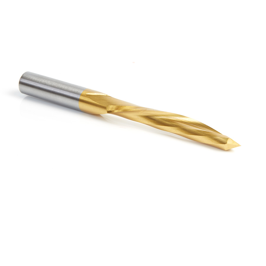 Amana HSS1702TIN High Speed Steel (HSS) TiN Coated 1/2 Dia x 2-1/2 x 1/2 Shank Single Flute Down-Cut Steel Door Bit