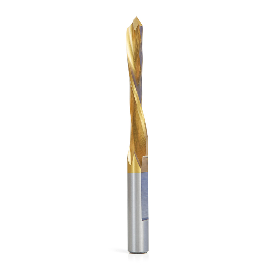 Amana HSS1705TIN High Speed Steel (HSS) TiN Coated 1/2 Dia x 2-1/2 x 1/2 Shank Single Flute Down-Cut Steel Door Bit