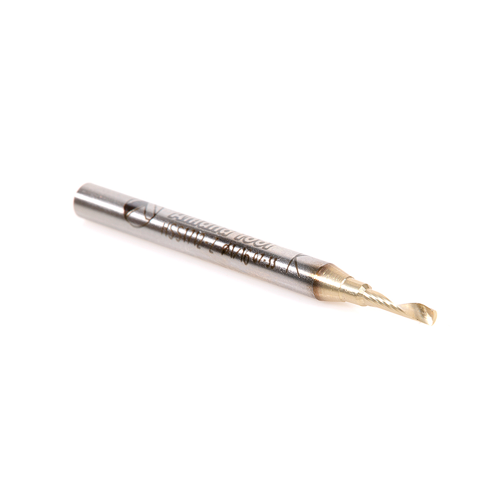Amana HSS1712-Z High Speed Steel (HSS) Spiral 'O' Single Flute Aluminum Cutting 1/16 Dia x 1/4 x 1/8 Inch Shank Up-Cut ZrN Coated Router Bit