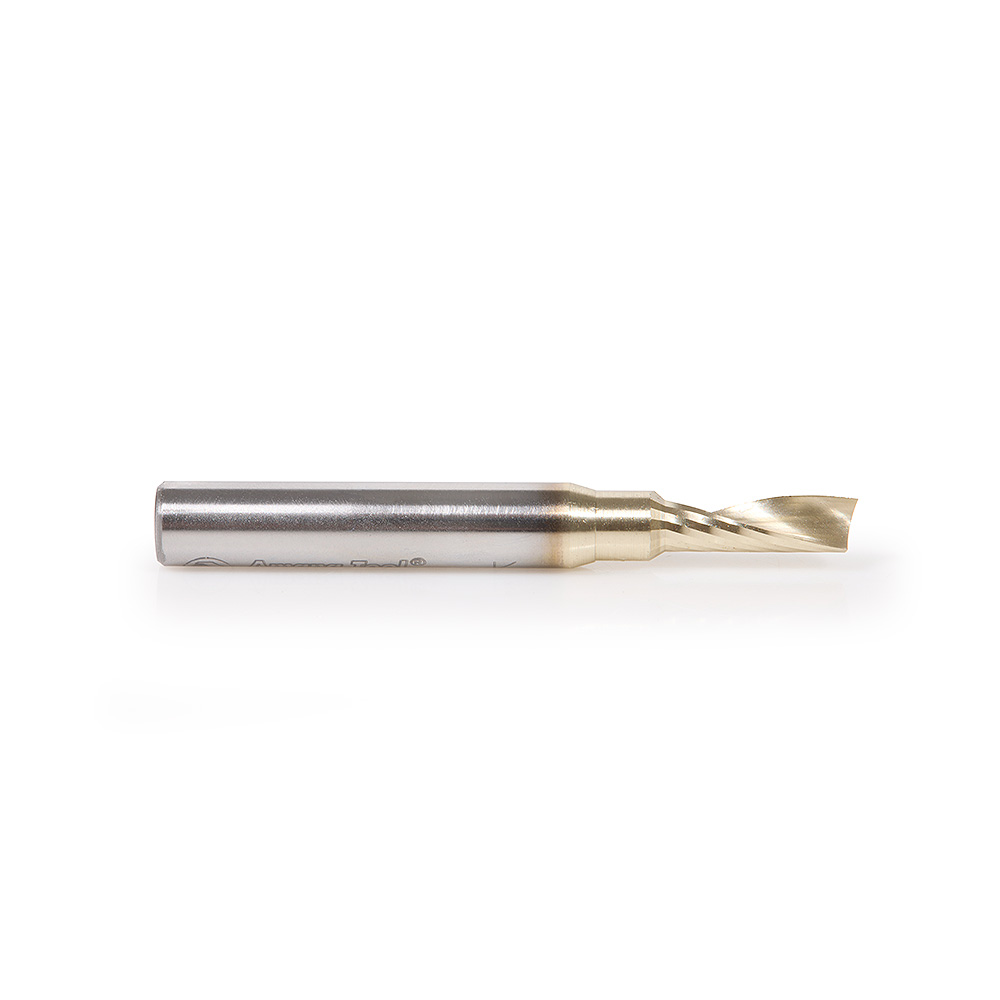 Amana HSS1718-Z High Speed Steel (HSS) Spiral 'O' Single Flute Aluminum Cutting 3/16 Dia x 1/2 x 1/4 Inch Shank Up-Cut ZrN Coated Router Bit
