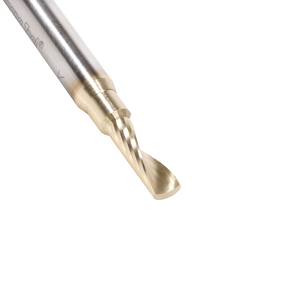 Amana HSS1718-Z High Speed Steel (HSS) Spiral 'O' Single Flute Aluminum Cutting 3/16 Dia x 1/2 x 1/4 Inch Shank Up-Cut ZrN Coated Router Bit