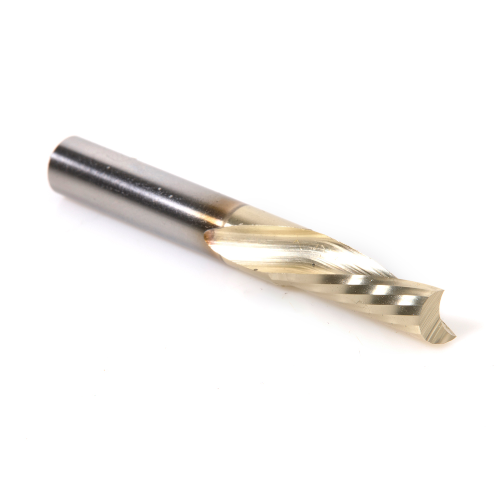 Amana HSS1770-Z High Speed Steel (HSS) Spiral 'O' Single Flute Aluminum Cutting 1/4 Dia x 5/8 x 1/4 Inch Shank Down-Cut ZrN Coated Router Bit