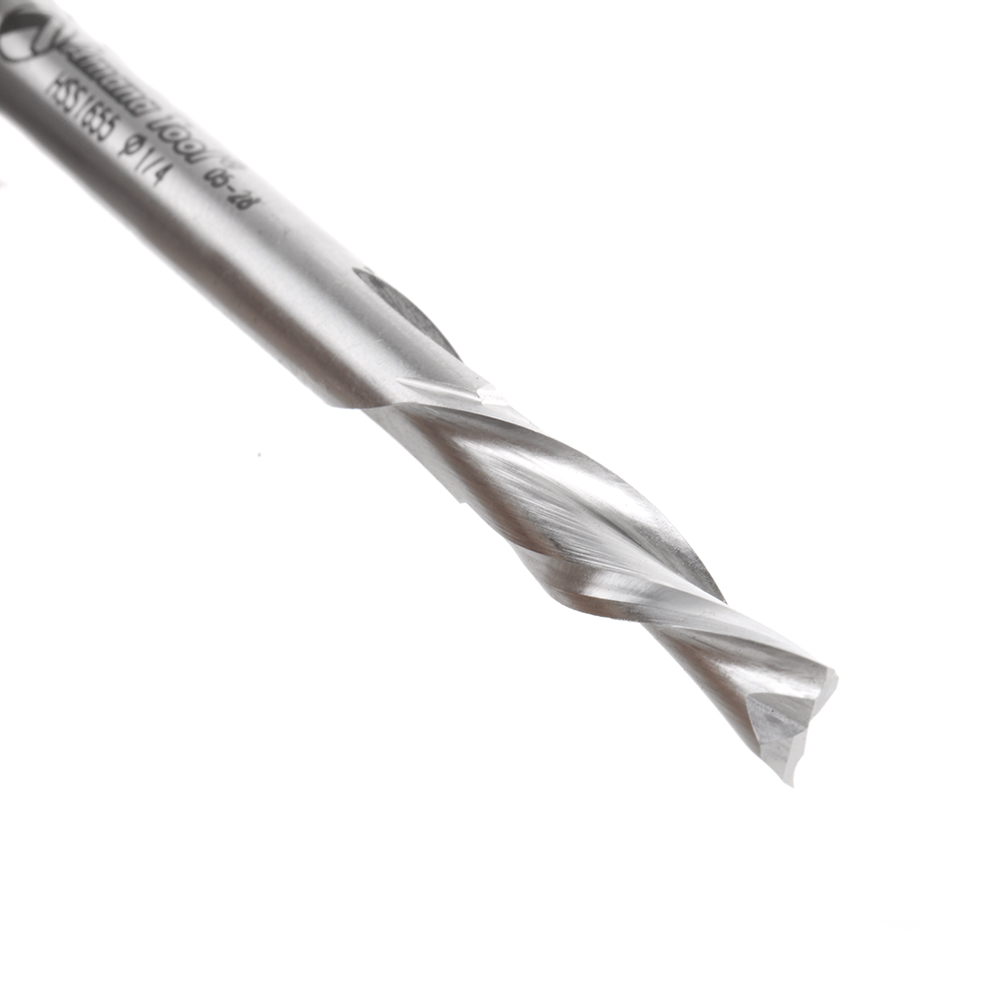 Amana HSS1655 High Speed Steel (HSS) Double Flute Spiral Aluminum Cutting 1/4 Dia x 1 x 1/4 Inch Shank Down-Cut Router Bit