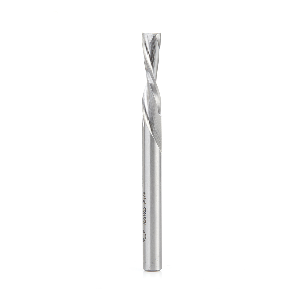 Amana HSS1655 High Speed Steel (HSS) Double Flute Spiral Aluminum Cutting 1/4 Dia x 1 x 1/4 Inch Shank Down-Cut Router Bit
