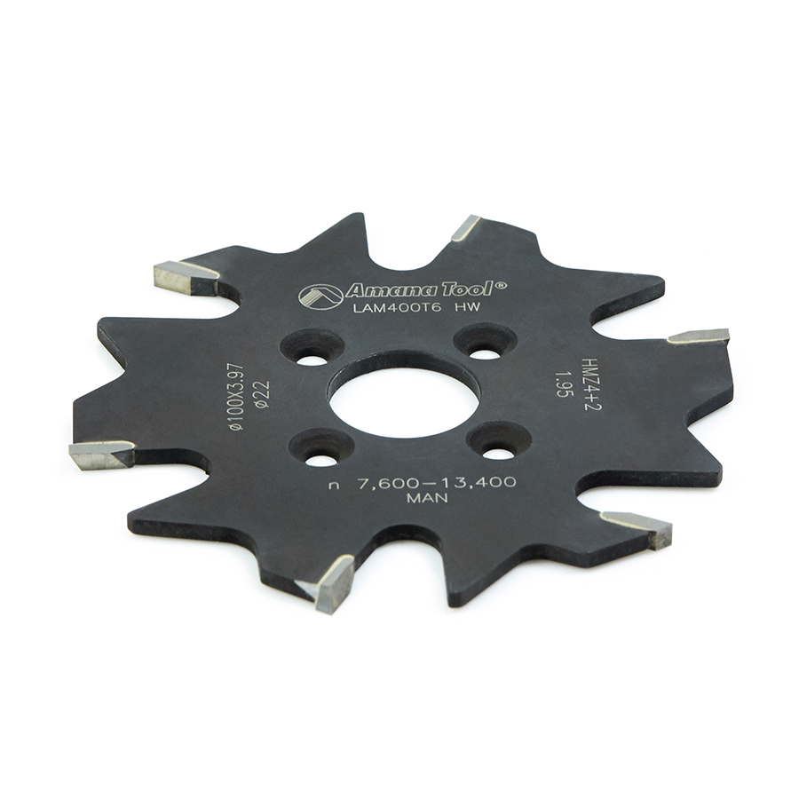 Amana LAM400T6 Plate Jointer 100mm Dia x 6T , 22mm Bore, Replacement Cutter