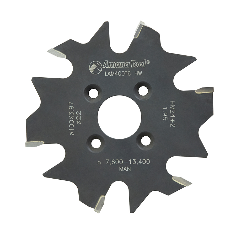 Amana LAM400T6 Plate Jointer 100mm Dia x 6T , 22mm Bore, Replacement Cutter