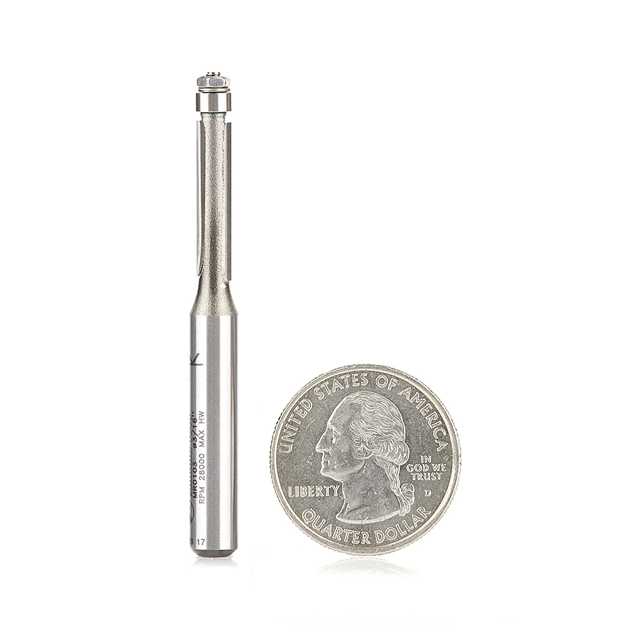 Amana MR0103 Miniature 3/16 Dia Flush Trim with 3/16 Dia Ball Bearing x 3/4 x 1/4 Inch Shank Carbide Tipped Router Bit