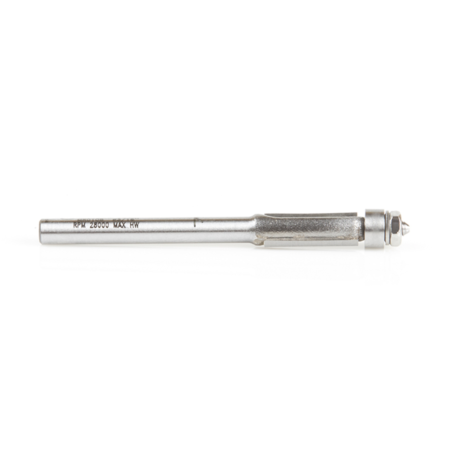 Amana MR0105 Carbide Tipped Miniature Flush Trim 3/16 Dia x 7/16 x 1/8 Inch Shank with Mini 3/16 Dia Lower Ball Bearing