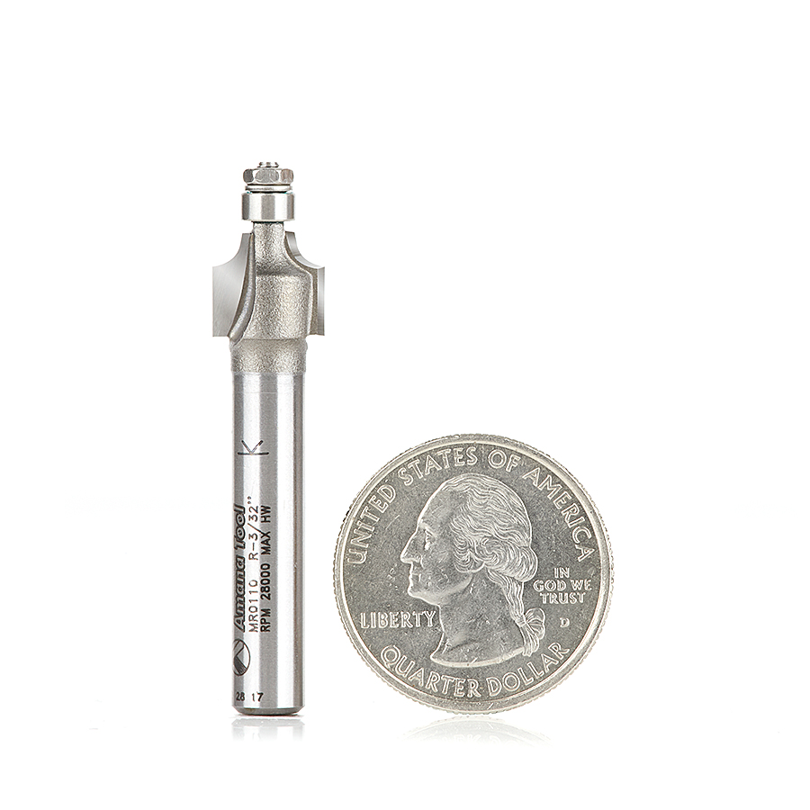 Amana MR0110-5 5 Pack Carbide Tipped Miniature Corner Rounding 3/32 Radius x 3/8 Dia x 3/8 x 1/4 Inch Shank with Mini 3/16 Dia Lower Ball Bearing