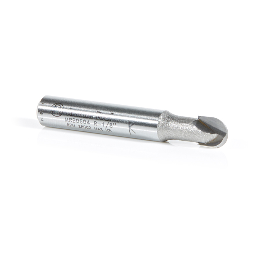 Amana MRB0604 Carbide Tipped Miniature Core Box 1/8 Radius x 1/4 Dia x 7/32 x 1/4 Inch Shank