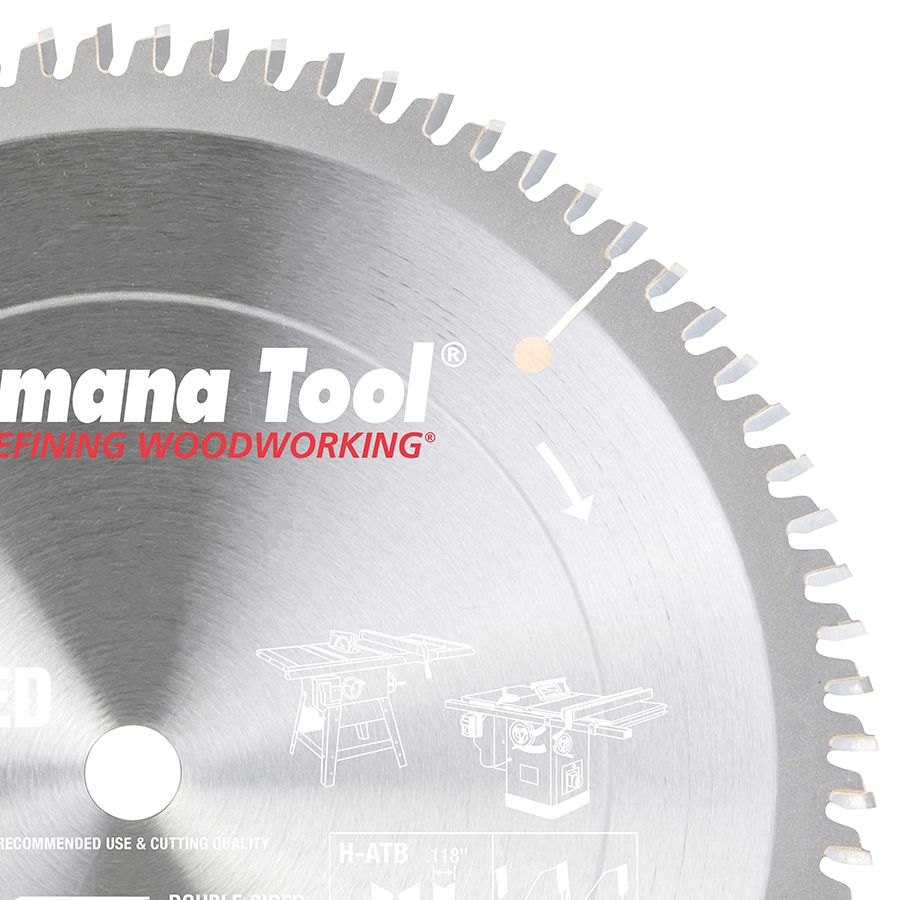 Amana MSB1080 Carbide Tipped Double-Face Melamine 10 Inch Dia x 80T H-ATB, -2 Deg, 5/8 Bore