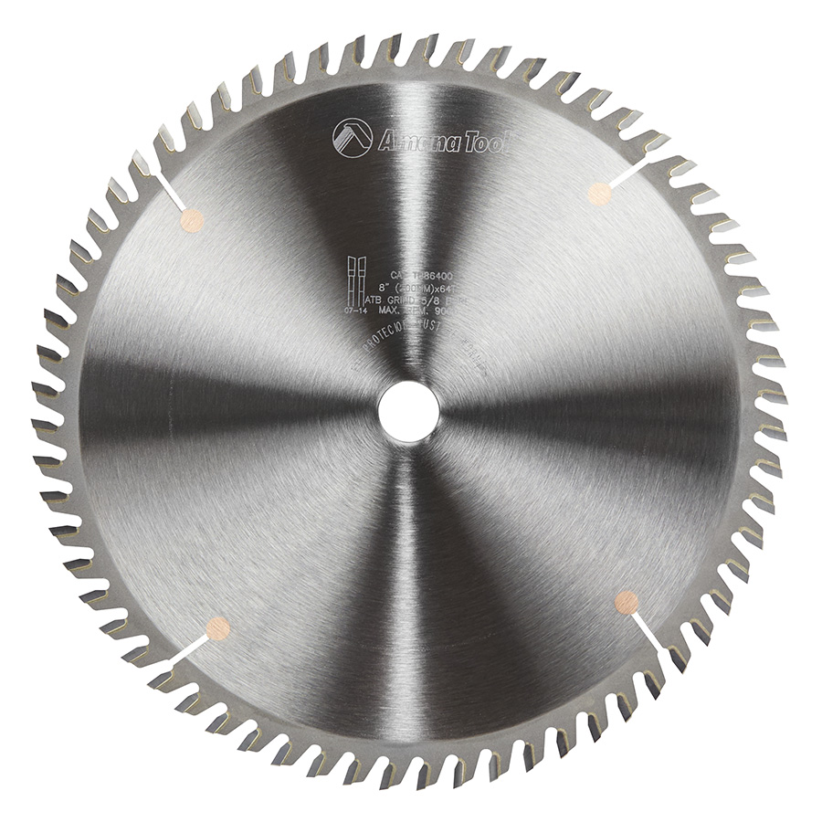 Amana TB86400 Carbide Tipped Thin Kerf Trim 8 Inch Dia x 64T ATB, 10 Deg, 5/8 Bore