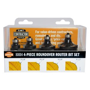 CMT 80004 - 4-PC SET ROUNDOVER BITS Z2 S=1/4" R=1/8"_1/4"_3/8"_1/2"