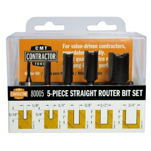 CMT 80005 - 5-PC SET STRAIGHT BITS Z2 S=1/4" D=1/8"_1/4"_3/8"_1/2"_3/4"
