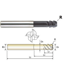 YG1-93545 - 5/16 x 5/16 x 3/8 x 1 x 2-1/2 x .289 R.078 - 4 Flute Stub Length 55 Deg Helix Corner Radius X-Power Carbide