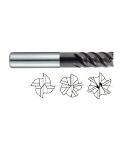 YG1-95103 - 3/8 x 3/8 x 7/8 x 1-1/4 x 2-1/2 x .355 - 4 Flute Long Reach 45 Deg Helix Rougher Jet-Power Carbide