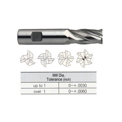YG1-E9990028 - 7/16 x 3/8 x 1 x -2-11/16 - 4 Flute Regular Length Center Cut Fine Pitch Rougher Powder Metal Tank-Power