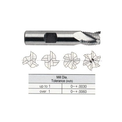 YG1-E9991064TF - 1 x 1 x 2 x 4-1/2 - 5 Flute Regular Length Center Cut Course Pitch Rougher Tialn-Futura Coated Powder Metal Tank-Power